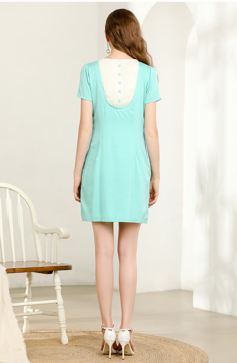 乔万尼女装夏季宽松高腰气质真丝桑蚕丝连衣裙一步裙女中长款粉红色xl