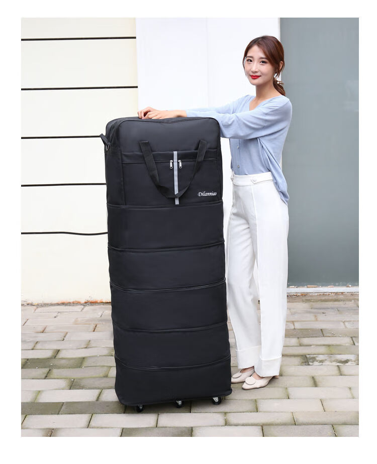 航空托运包大容量旅行箱飞机托运箱万向轮折叠行李箱27寸加强黑不锈钢