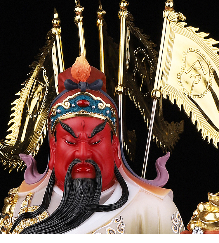 汉白玉彩绘关公神像横刀关二哥九龙关公武财神关二爷关羽摆件人物 26