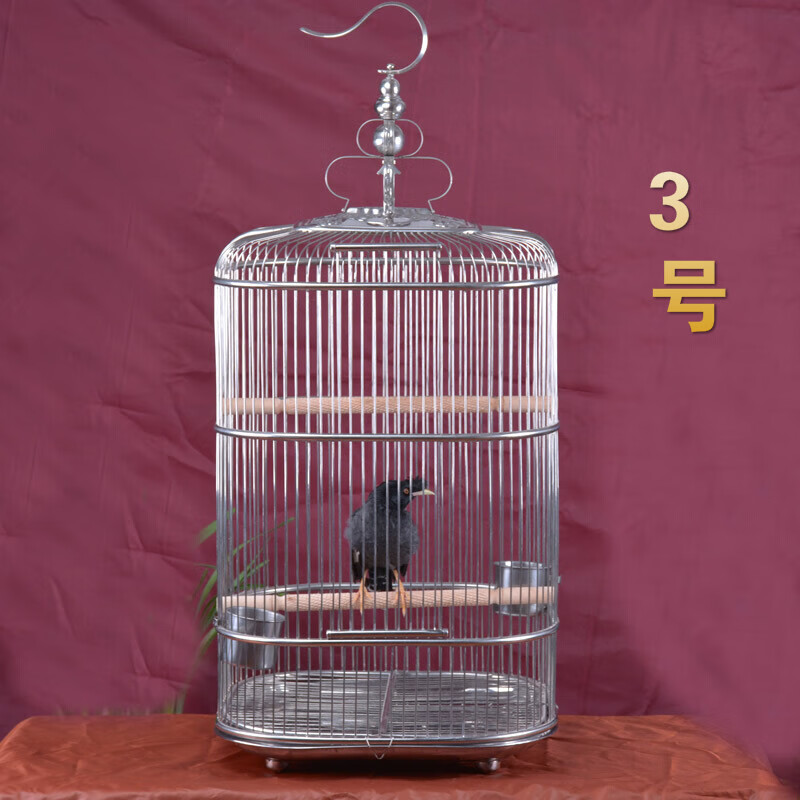 加密加粗不锈钢鸟笼豪华鹦鹉鸟笼鹩八哥虎皮玄凤牡丹大型繁殖笼1号方