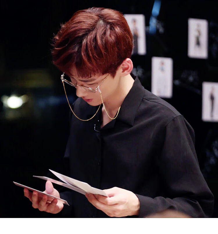 rnrnins钛钢白敬亭同款复古网红眼镜链条挂脖眼睛防滑挂绳眼镜挂链diy