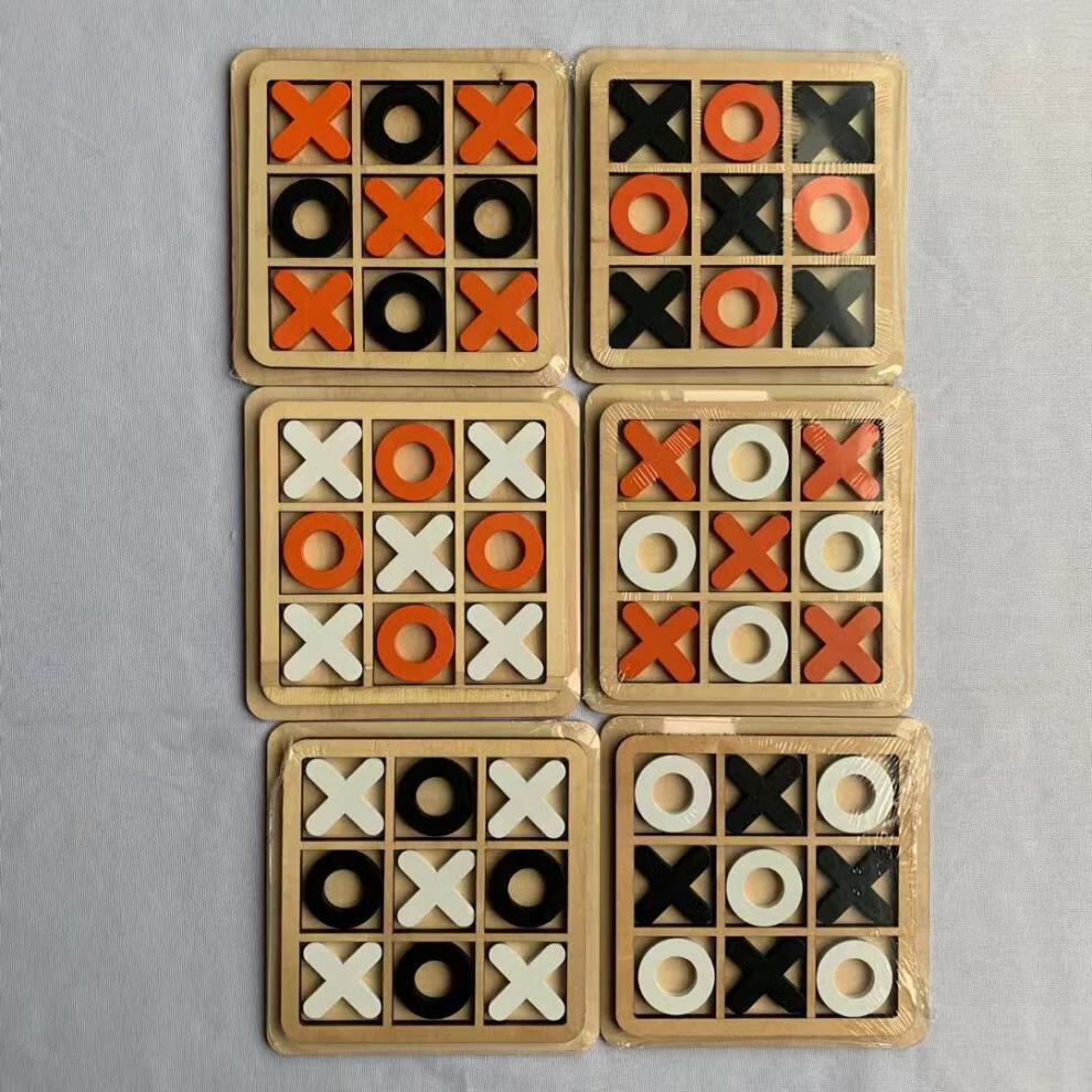 (disney)xo三连井字棋tic tac toe休闲对战桌游地摊批发定致木制玩具