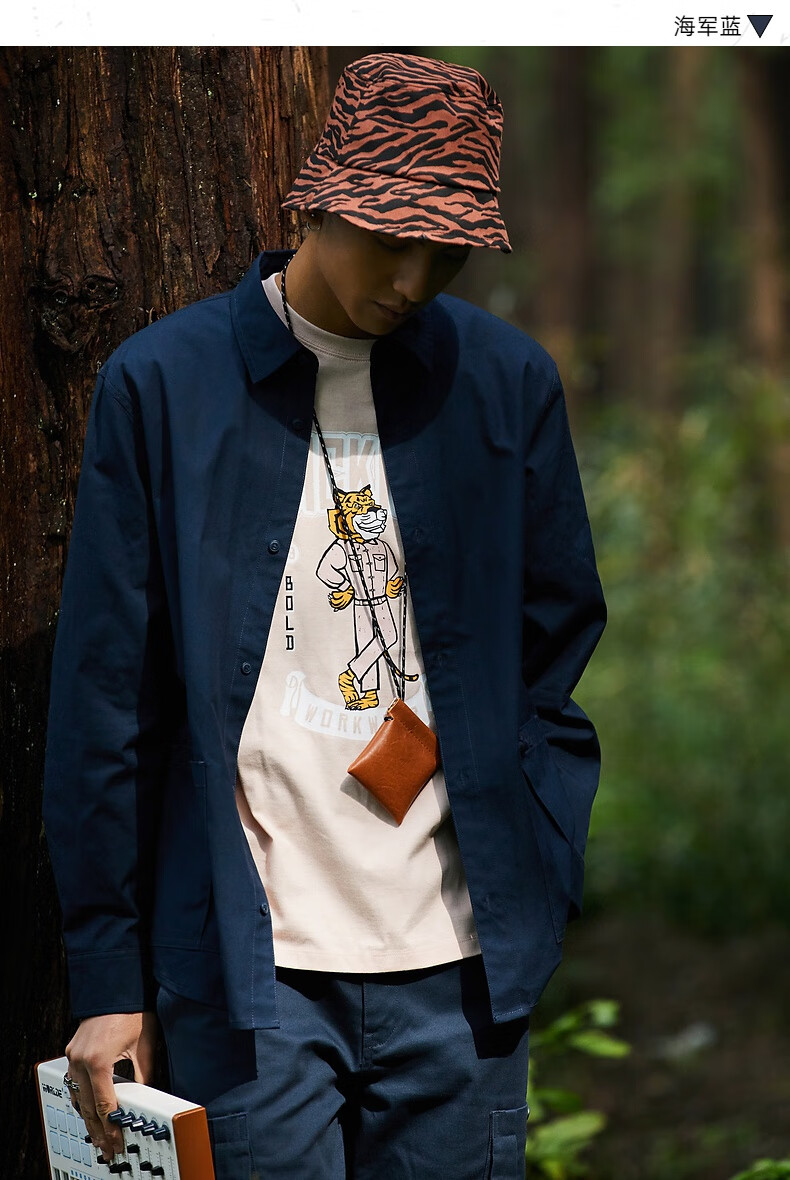 dickies小老虎衬衫新年款纯色长袖衬衫男士休闲上衣衬衫男dk009715沙