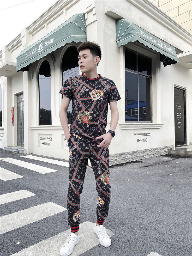 高品质卫衣套装男男士秋季套装长袖潮流社会精神小伙裤子加肥加大码