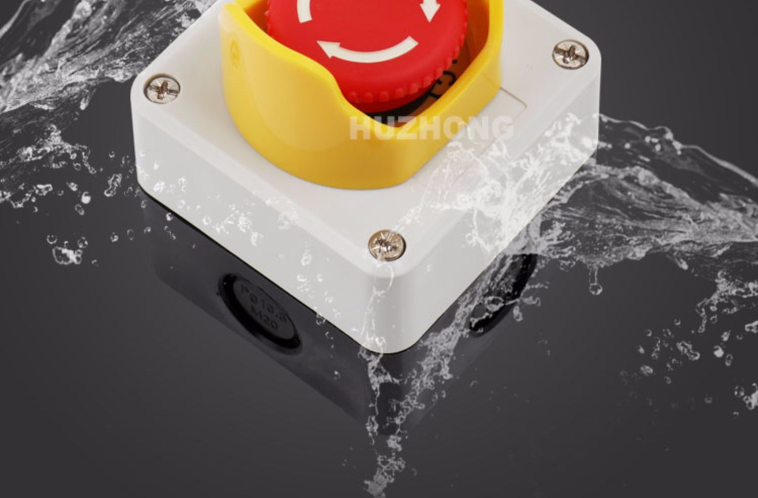 单孔防水按钮盒点动开关孔径22mm急停启动停止电梯电源控制盒户外 一