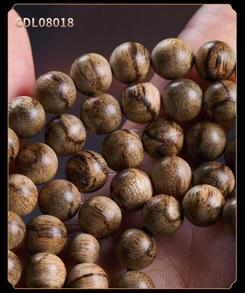 63cuimeng专柜 沉香【达拉干虎皮纹108颗】印尼保真奇楠老沉香手串