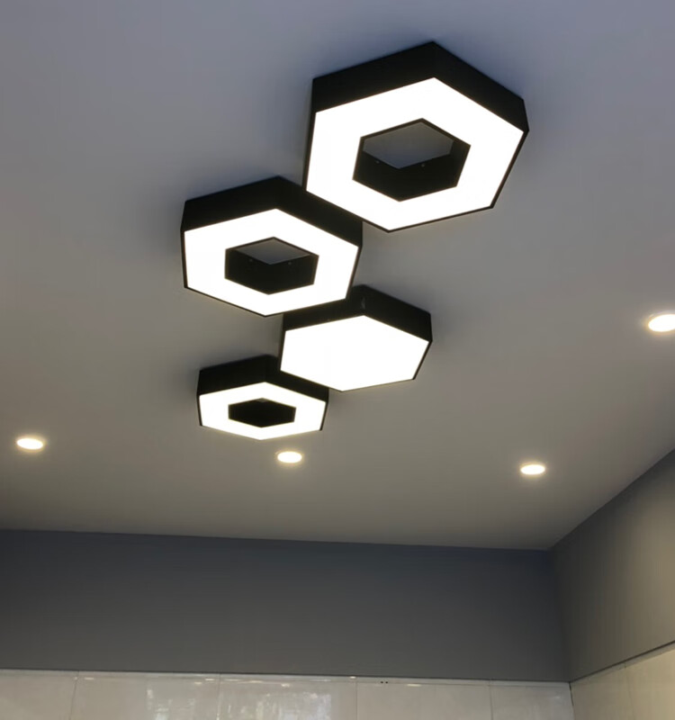 led六边形吸顶灯办公健身房网吧舞蹈室服装理发店铺六角蜂巢人字形