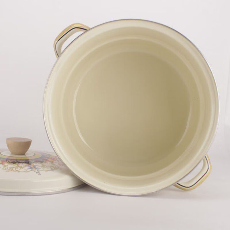 加厚直型搪瓷单层蒸锅炖锅汤锅厨房多功能燃气电磁炉通用搪瓷锅具 24