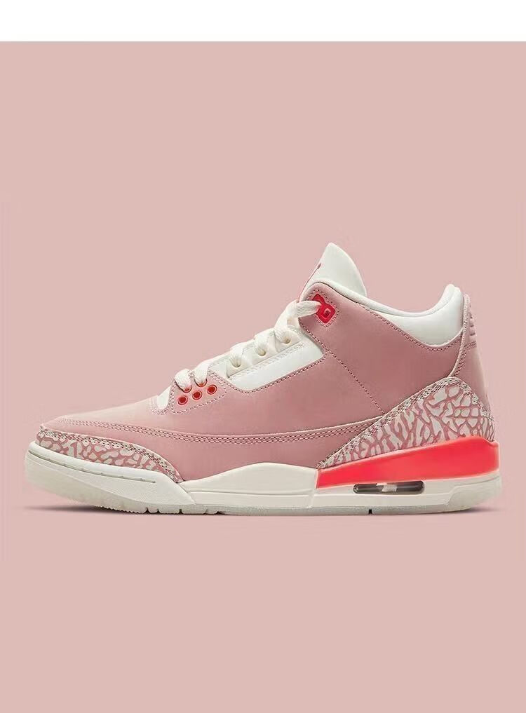 联名ins新款新款纯原aj3樱花粉女神白粉中帮休闲运动篮球鞋ck92aj3