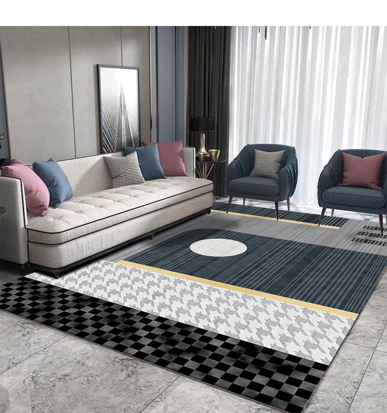轻奢几何家用地毯客厅茶几家居大地毯长方形卧室床边满铺地毯 轻奢