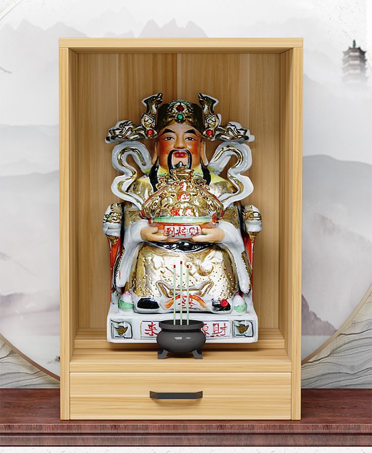 财神爷供柜 供桌佛龛壁挂式小型家用供佛柜神台柜神龛观音财神爷神像