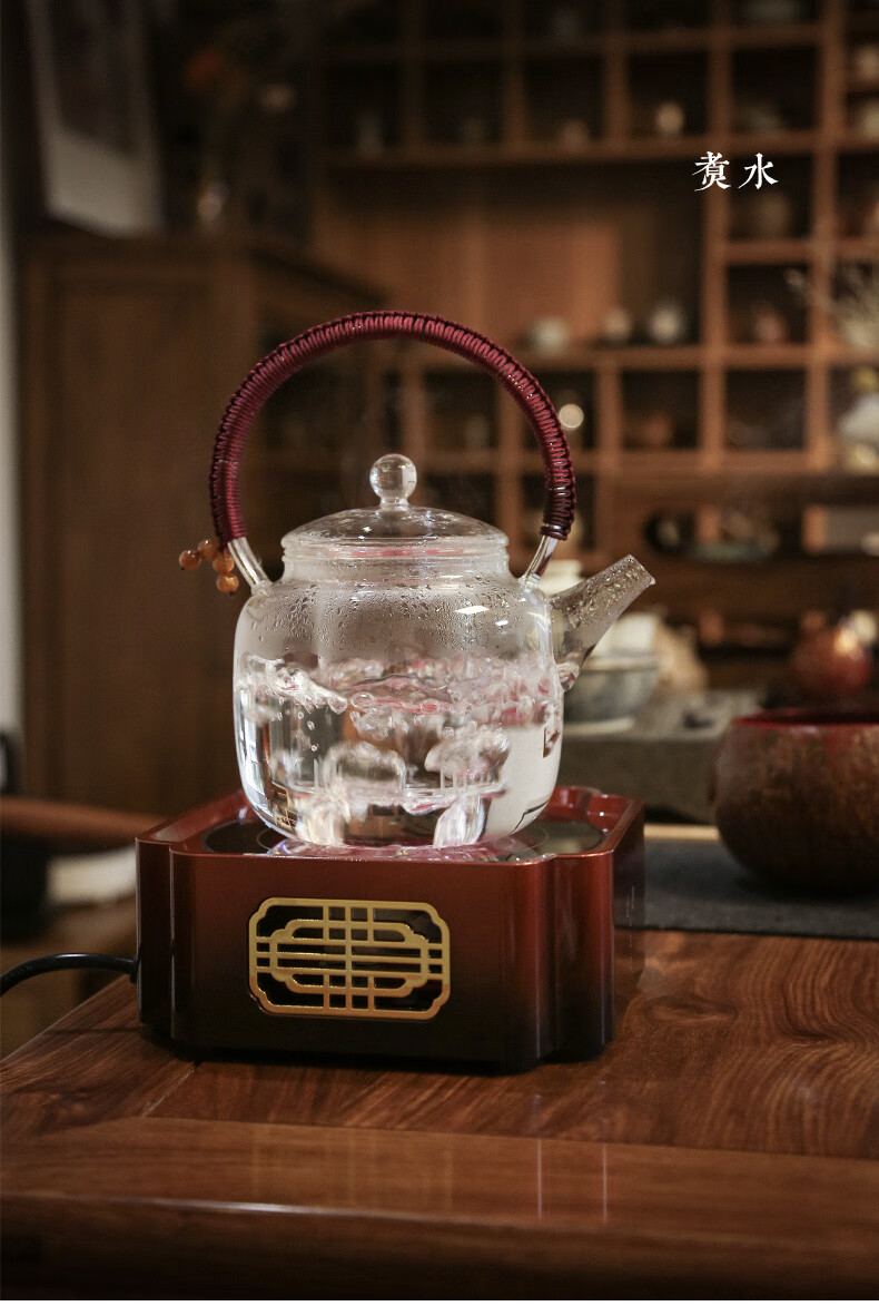 素以新中式迷你功夫茶具电陶炉家用煮茶煮茶器烧水壶静音茶炉金彩炉