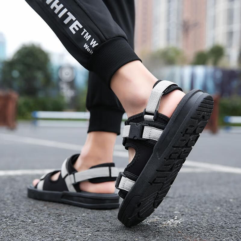 初高中生男生凉鞋外穿百搭平底鞋男夏天韩版男孩休闲大童软底学生