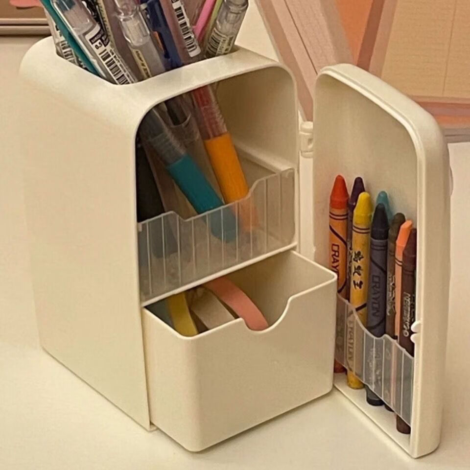 旁洛冰箱笔筒学生桌面可爱笔桶女可爱多功能大容量创意收纳盒日系ins