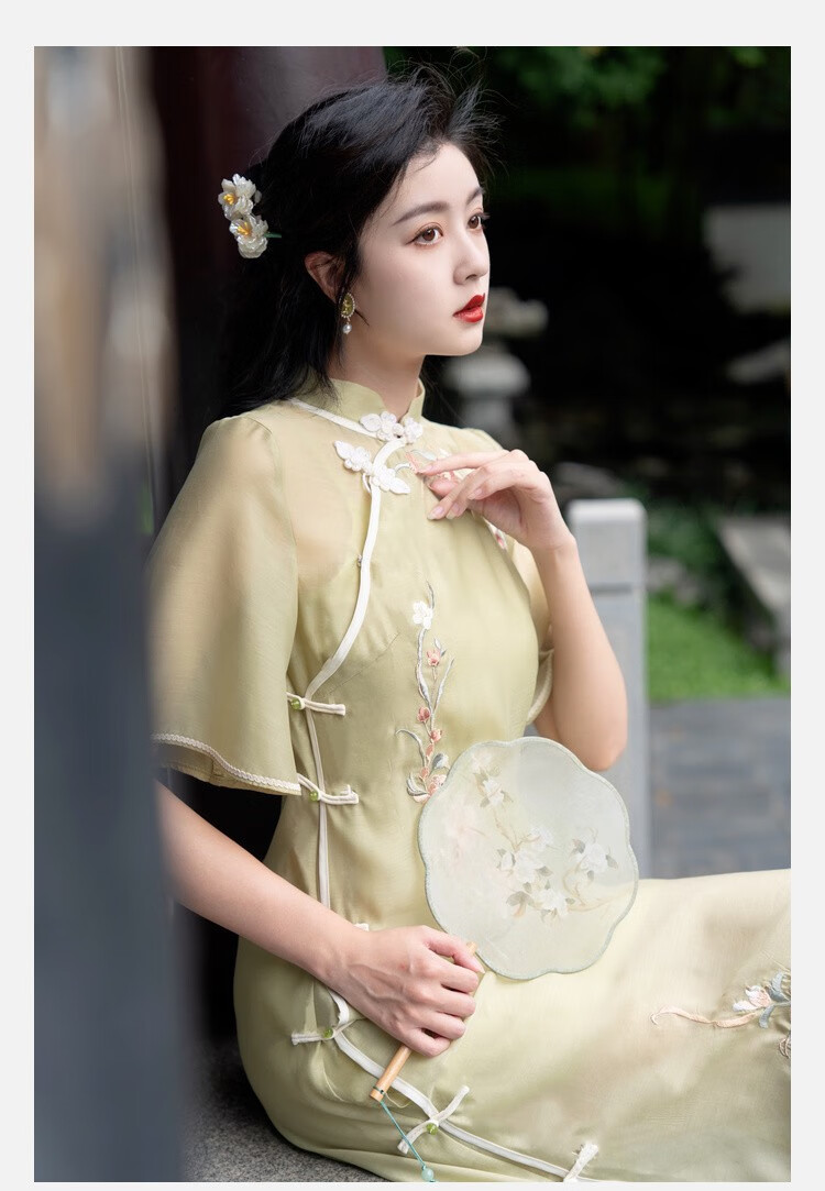 品牌夏秋新款民国风旗袍两件套古法全开襟素雅女装夏复古盘扣改良年轻