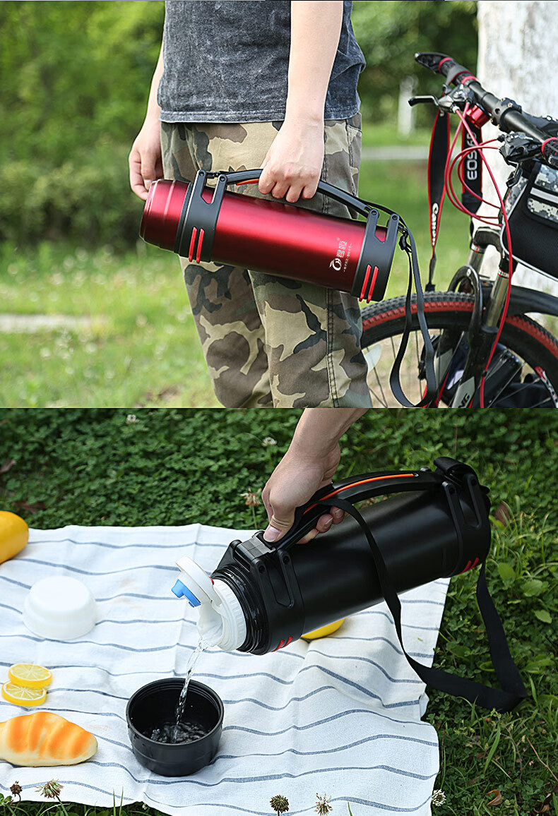 兴屹5000ml大容量真空保温杯 304不锈钢保温杯户外车载旅行壶 钢本色