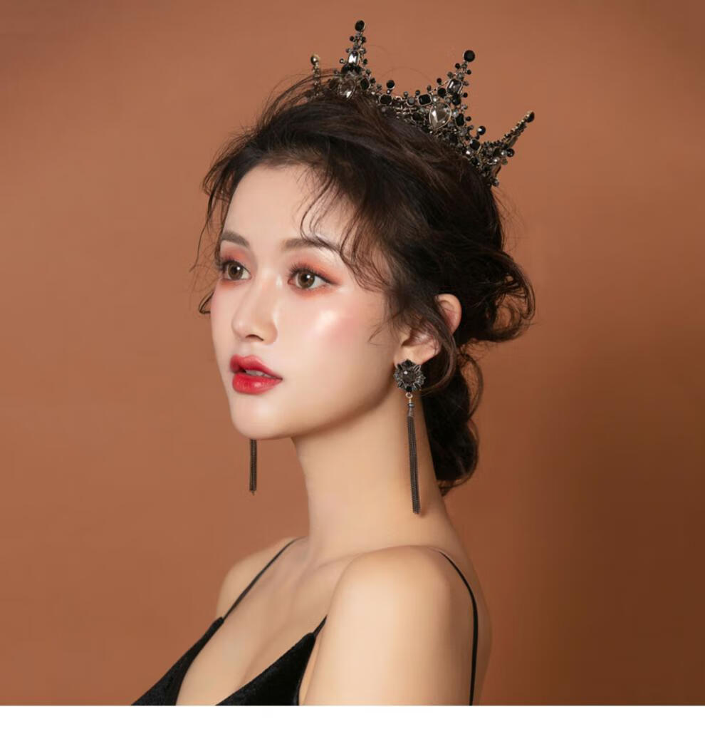 旗舰京品特价捡漏欧式黑色头冠新娘头饰皇冠女十八岁网红同款成年礼物
