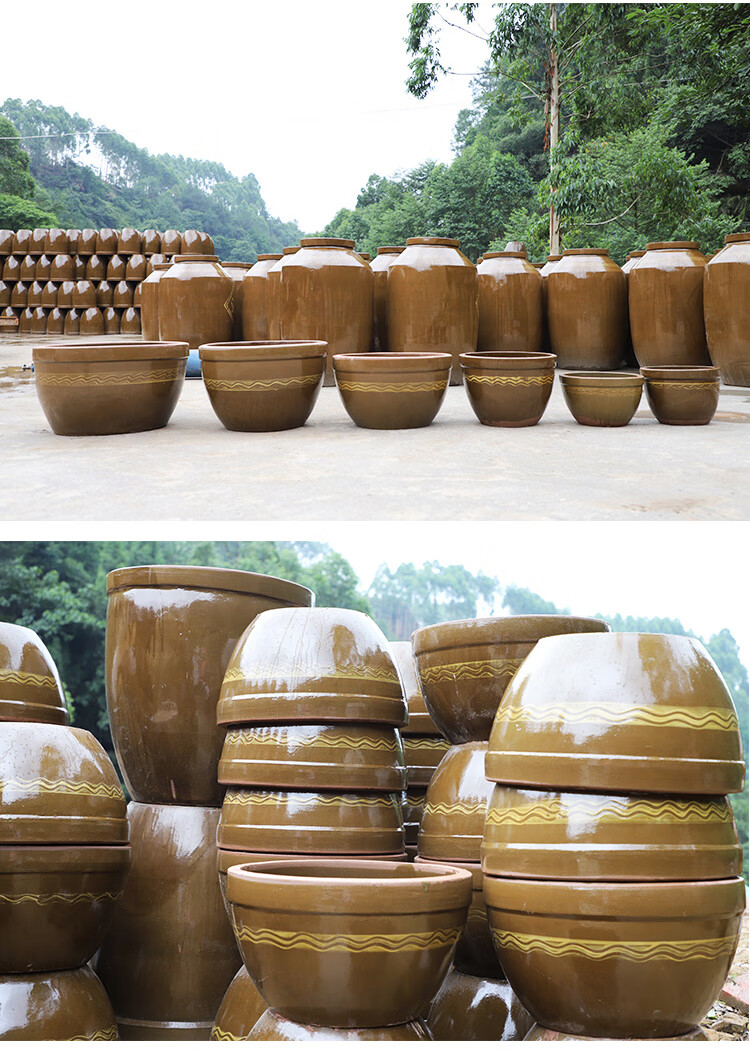 酱东北泡菜腌菜缸坛特大庭院老式缸土陶民间老旧发酵水缸矮胖装水8斤