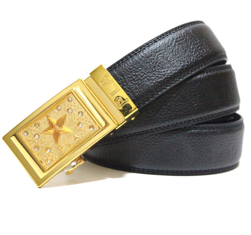 索絮金色礼盒腰带 皮腰带17式黑色真皮自动扣军训腰带 京款腰带 中号