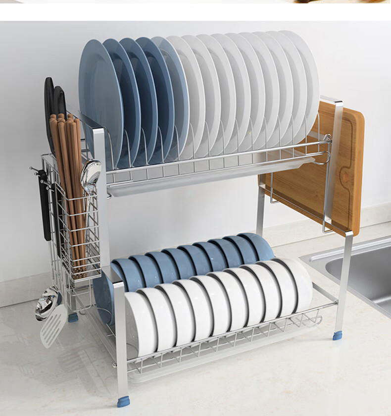 四季沐歌碗架厨房置物架304不锈钢台面沥水架多功能收纳架c方管304钢
