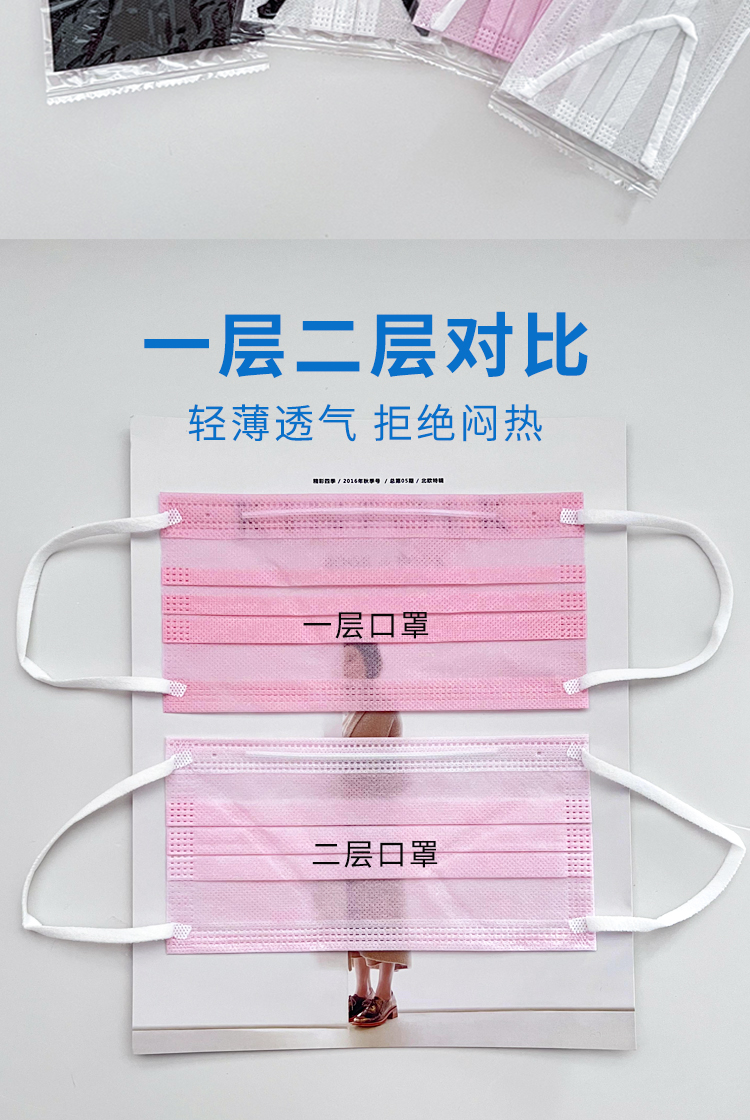 芊羽夏天透气薄款一次性口罩宽耳带不易勒耳朵易呼吸夏季泡泡纱耳带