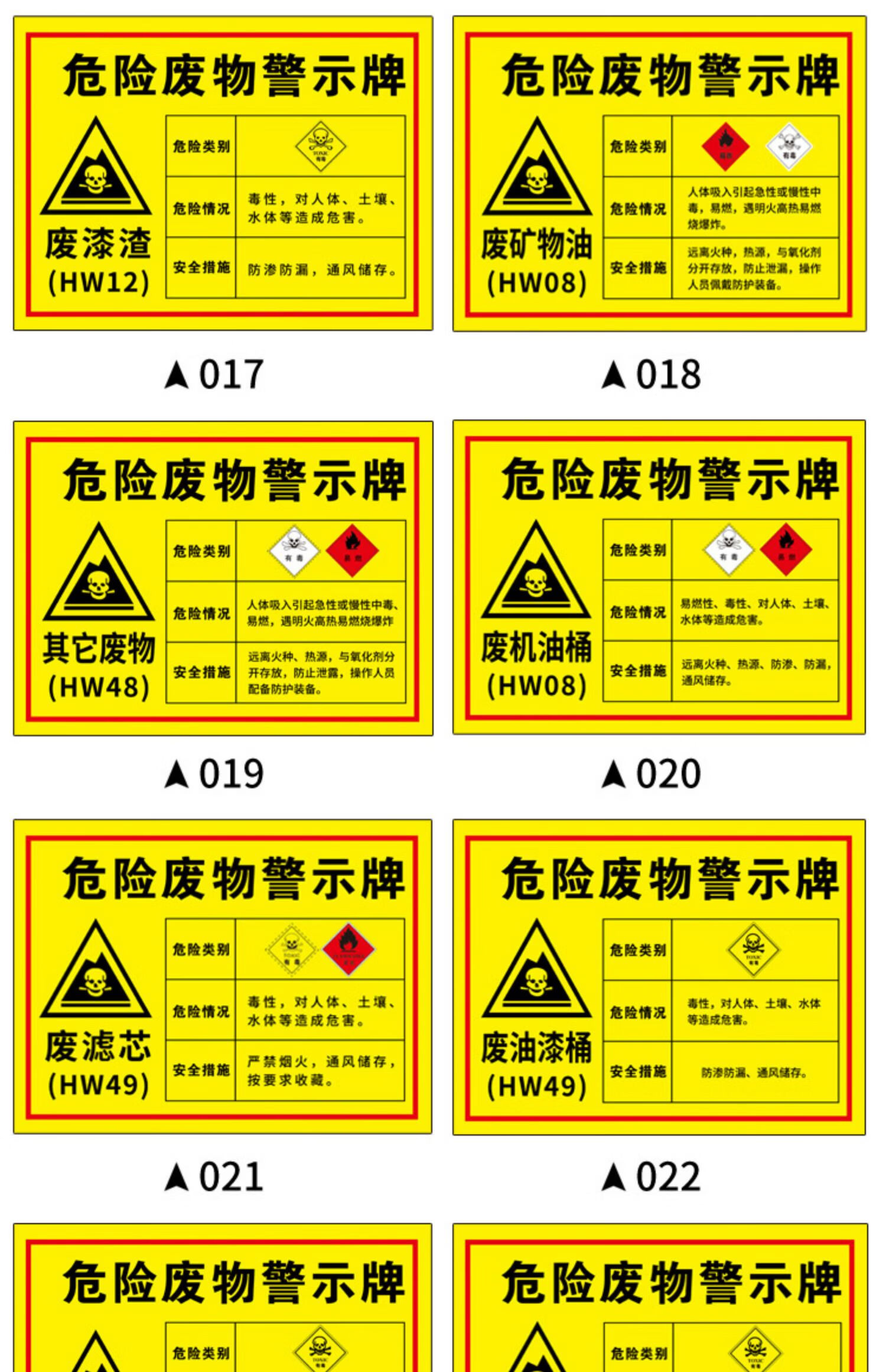 危废库标识牌汽修厂危废标识废机油标识牌固废全套危废标识贴标签贴纸