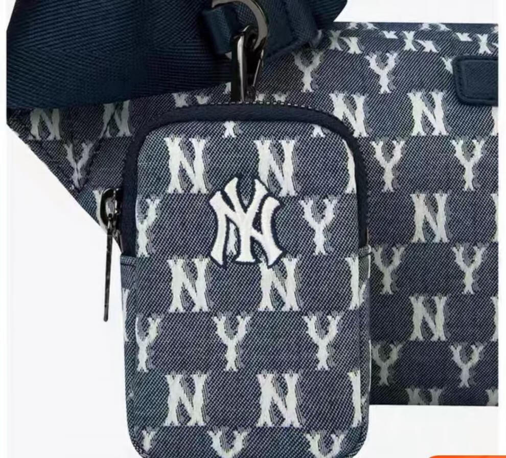 mlb腰包女ins潮单肩休闲子母包胸包男斜挎 经典天蓝色【图片 价格