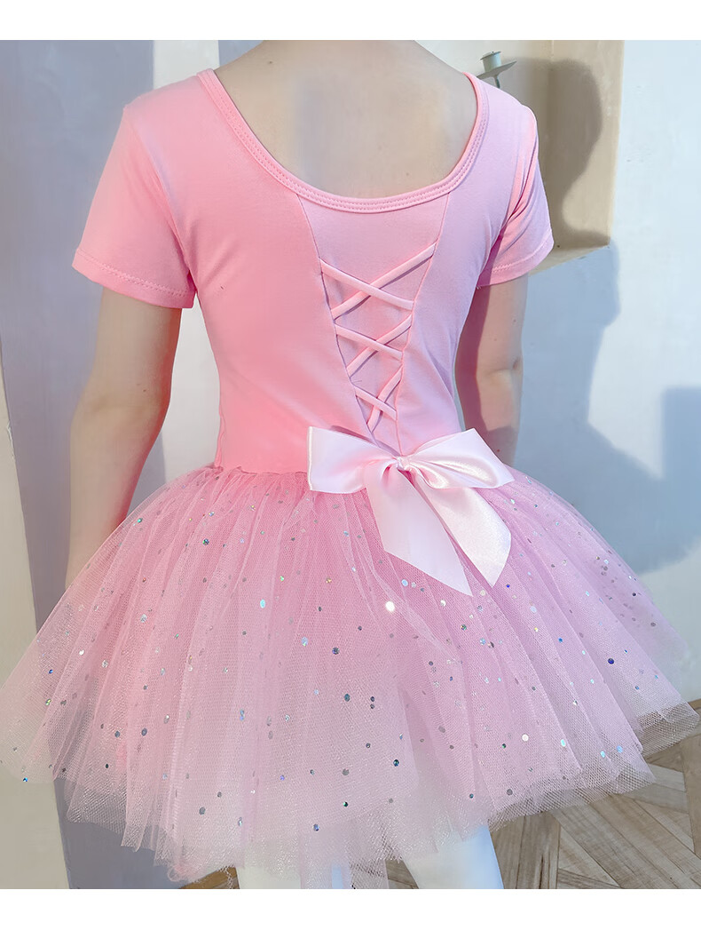 儿童芭蕾舞服舞蹈裙女童秋冬季亮片纱裙练功服中国舞连体舞裙紫色长袖