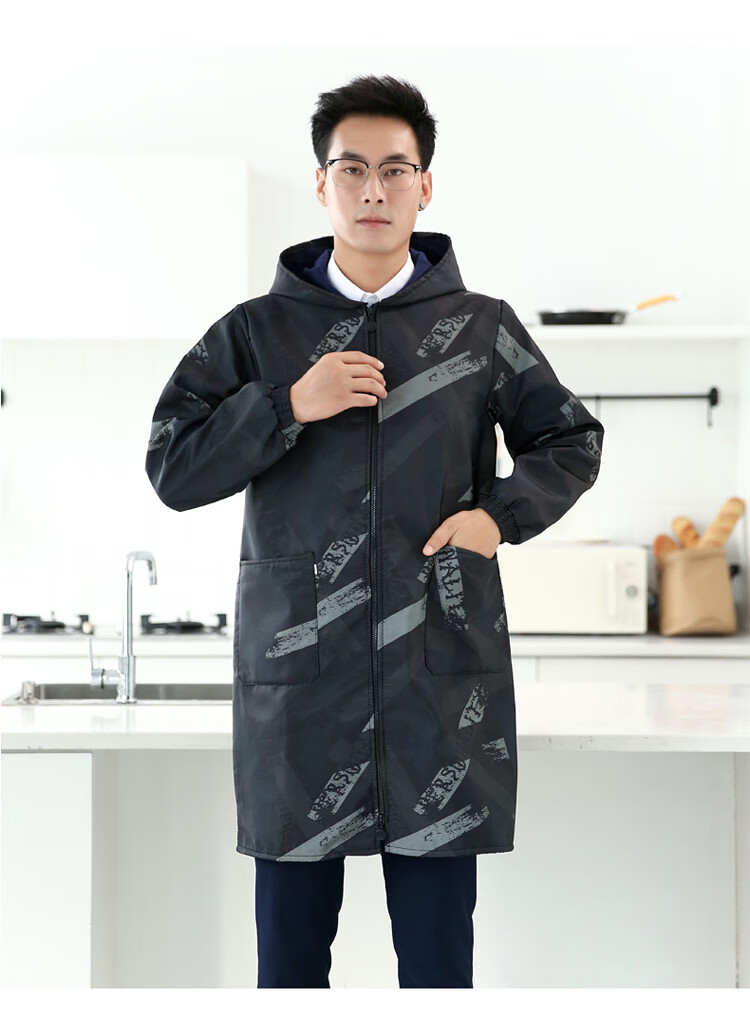 超大码罩衣工作服长袖大褂男冬季男士罩衣工作服防水防油加厚款加绒带