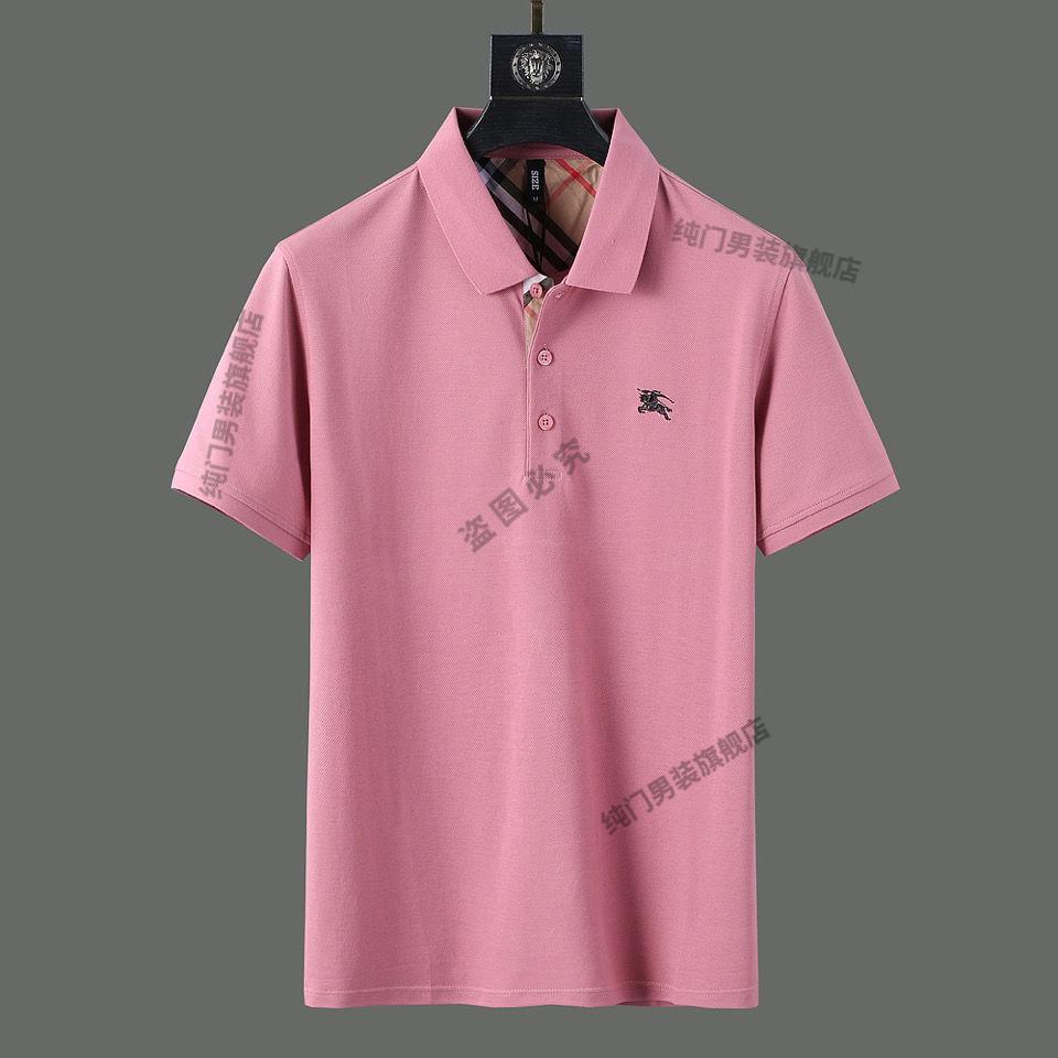 高端名牌纯门男装t恤夏季翻领体恤衫中年polo衫短袖男半袖潮黑色2xl