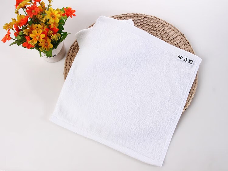 10条装酒店宾馆白色小方巾餐厅擦手幼儿园毛巾四方正方形 40克优质棉