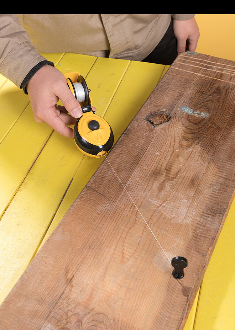 得力(deli)墨斗弹线器木工工具自动手摇线卷线弹性粉斗不漏墨15米 100