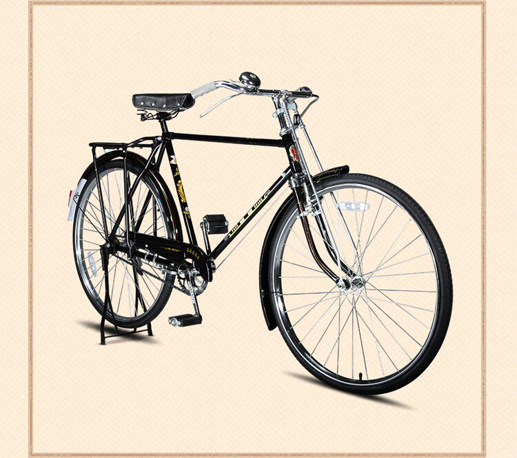 载重加重28二八老式复古通勤休闲重磅自行车黑za42线刹28英寸单速