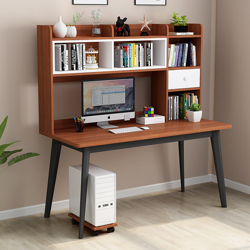 北欧电脑台式桌学生书桌书架组合家用办公桌多功能一体桌子写字台 a款