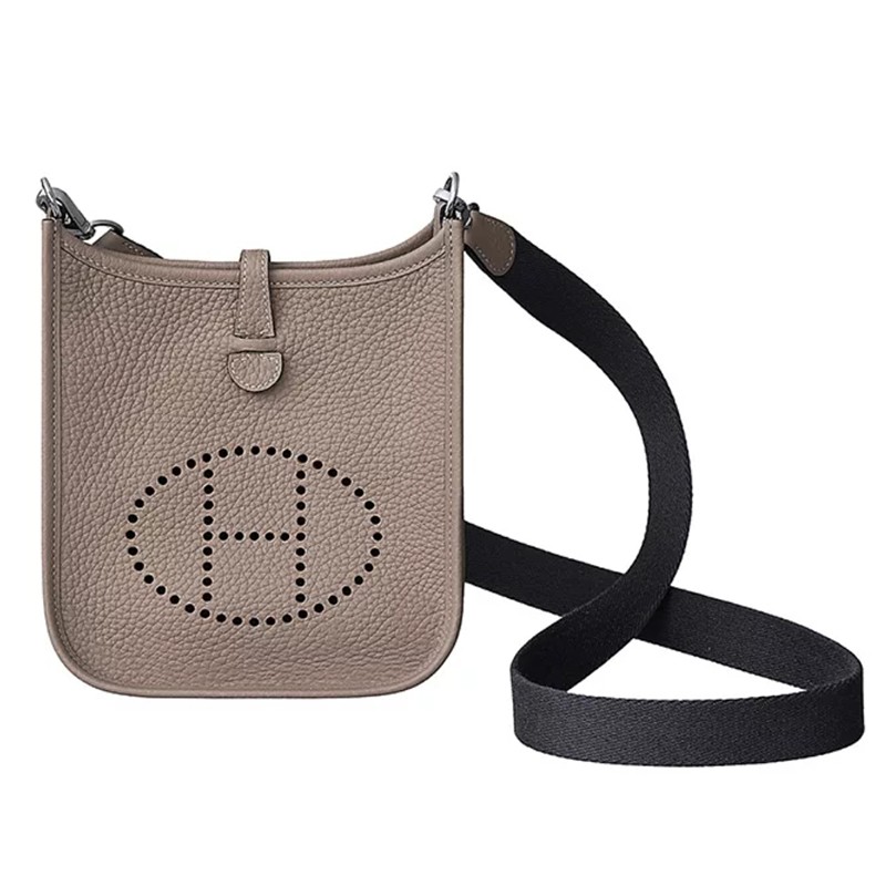 hermes爱马仕女包牛皮单肩包evelyne 16伊芙琳mini大象灰银扣斜挎包