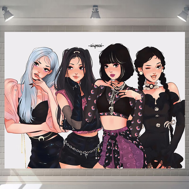blackpink女团挂布ins挂布床头卧室宿舍装饰海报直播网红画布 漫画