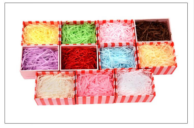 填充物礼物盒拉菲草碎纸礼盒包装婚礼用品喜糖盒碎纸条彩纸丝100g 米
