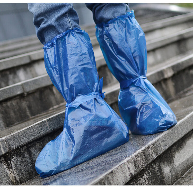 【旗舰自营】一次性雨鞋套一次性鞋套绑带高筒雨鞋养殖场男脚套防雨
