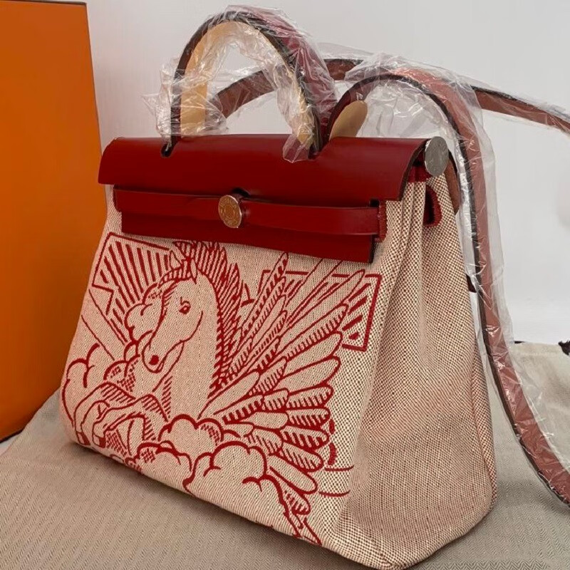 hermes爱马仕限定款飞马herbag31帆布手提包单肩包预售