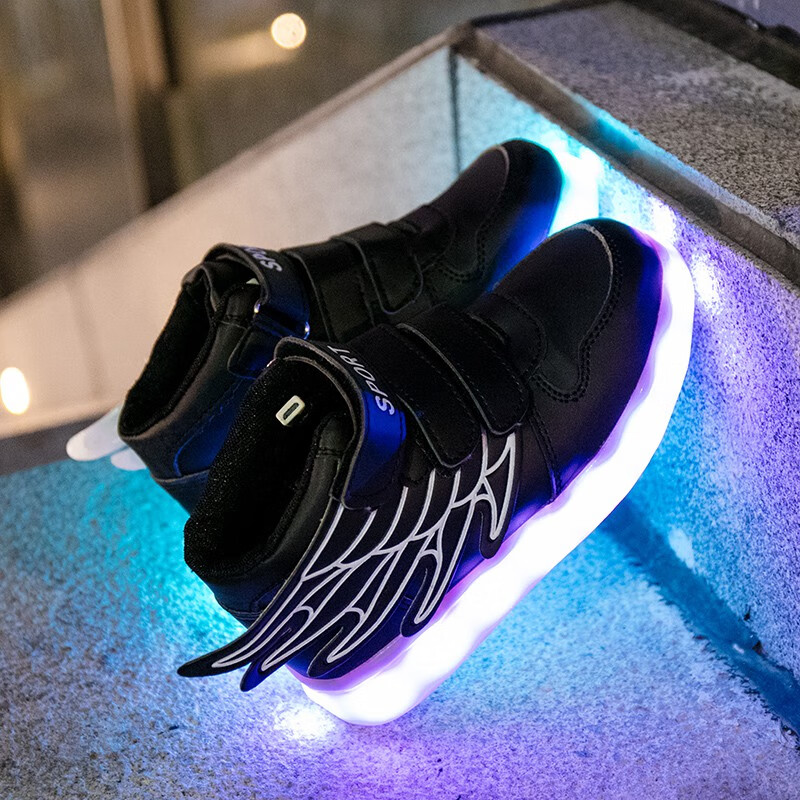 迪士尼官方旗舰同款会发光的灯鞋子发光鞋男童加棉秋冬季led女童运动