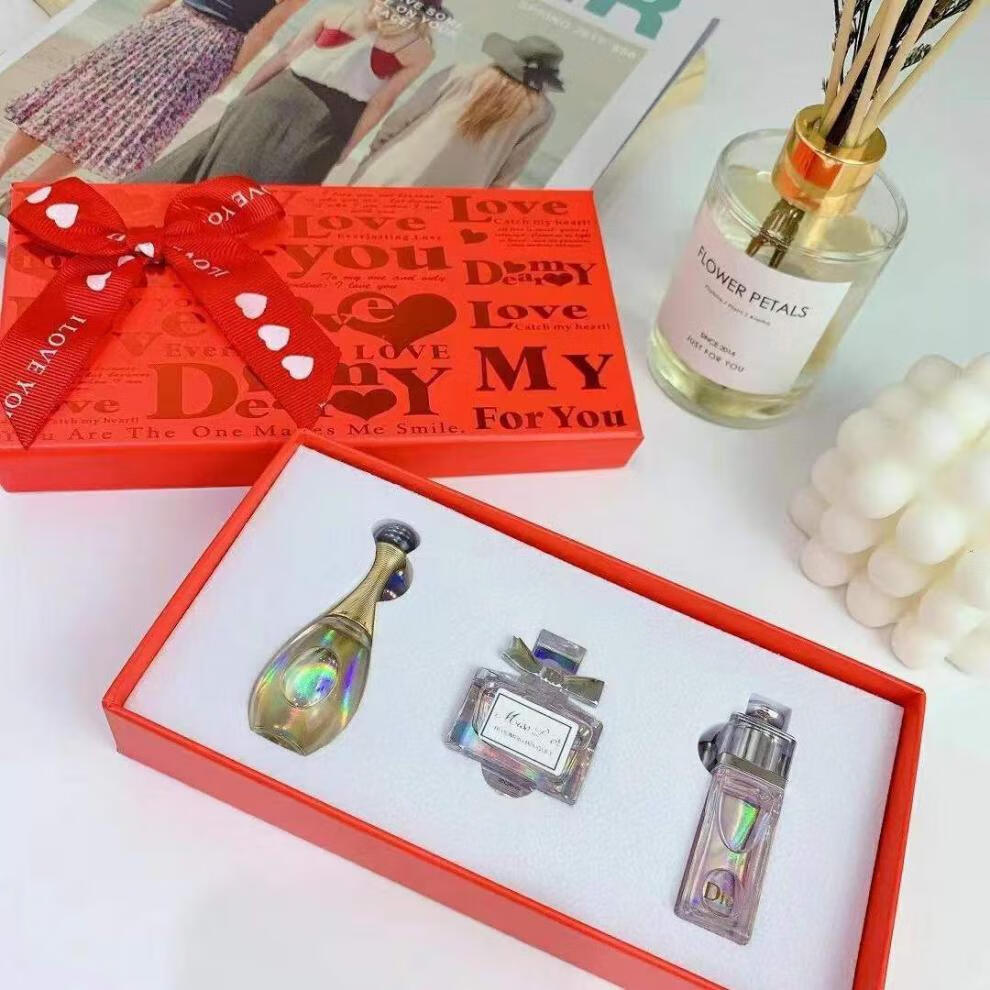 香水小样套装专柜女士花漾甜心淡香真我q版礼盒520礼物白色三件套5ml