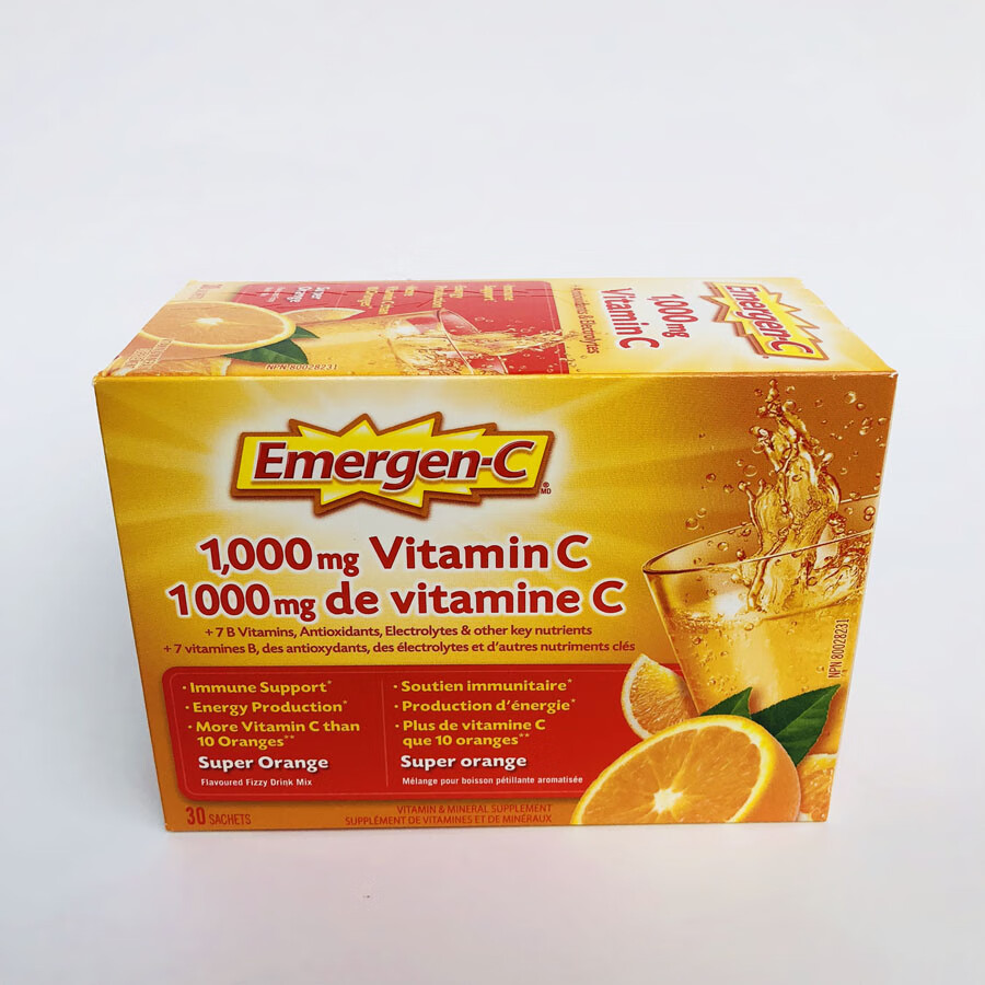 emergen-c维生素冲剂 加拿大进口vc维c泡腾粉维生素c维他命冲剂粉剂