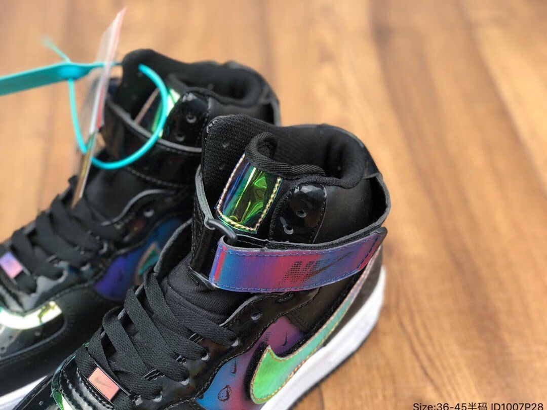 af1highgoodgame空军一号高帮电玩黑炫彩镭射白炫彩镭射魔术贴36