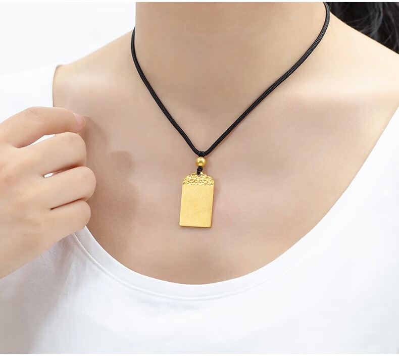 老凤凰同款凯福古法黄金平安无事牌足金999实心吊坠牌项链挂坠男女款