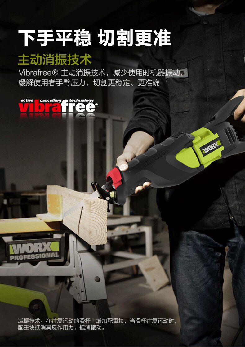 威克士worxwu401马刀锯大功率往复锯多功能家用金属切割马锯手提电锯