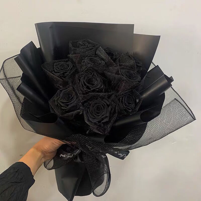 99朵黑玫瑰香皂花永生花圆形礼盒生日求婚纪念日爱情花束送女朋友独爱
