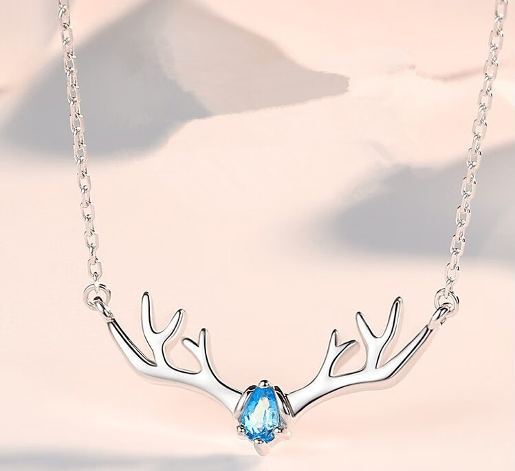 送女生礼物一鹿有你银s925一鹿有你项链女心形麋鹿锁骨链韩版百搭森系