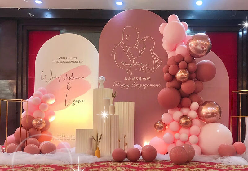 千居惠qianjuhui网红订婚结婚背景板kt板定制气球装饰材料d套餐kt板