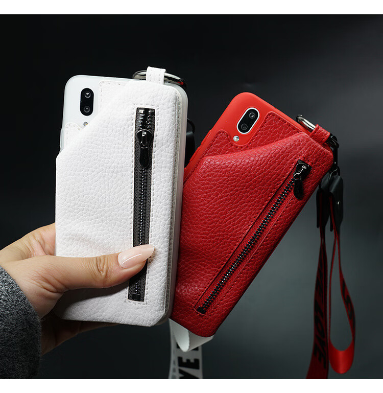 笨笨豆 vivox11手机壳带挂绳x13手机皮套插卡oppor15网红款r17创意