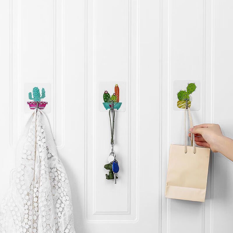 掉落包赔免打孔挂钩贴强力粘钩无痕透明厨房卫生间门后墙上粘胶贴水墨